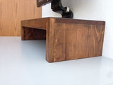 TV Riser Stand Solid Pine Wood Coffee Finish Handcrafted Custom Sizing