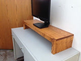 TV Riser Stand Solid Pine Wood Coffee Finish Handcrafted Custom Sizing