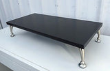 TV Riser Stand Solid Oak Wood with Black Finish Curved Legs Handcrafted Custom Sizing
