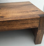 TV Riser Stand Modern Rustic Solid Wood with Medium Finish