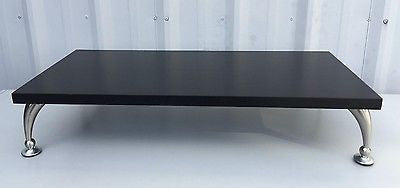 TV Riser Stand Solid Oak Wood with Black Finish Curved Legs Handcrafted Custom Sizing