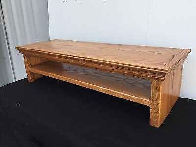 TV Riser Stand in Traditional Style Double Tier Medium Finish