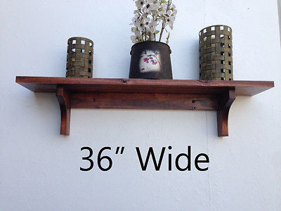 Wall Shelf Rustic Style Solid Wood with Cherry Finish