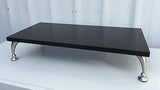 TV Riser Stand Solid Oak Wood with Black Finish Curved Legs Handcrafted Custom Sizing