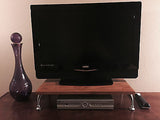 TV Riser Stand Solid Oak Wood with Black Finish Curved Legs Handcrafted Custom Sizing