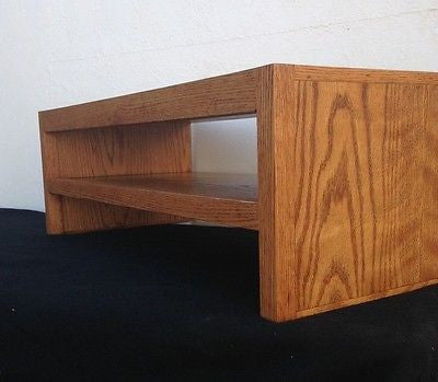 TV Riser Stand Modern Style Double Tier Oak Wood with Medium Finish