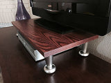 TV Riser Stand Industrial Solid Oak Wood with Black Finish Handcrafted Custom Sizing
