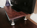 TV Riser Stand Industrial Solid Oak Wood with Black Finish Handcrafted Custom Sizing