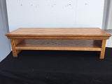 TV Riser Stand in Traditional Style Double Tier Medium Finish
